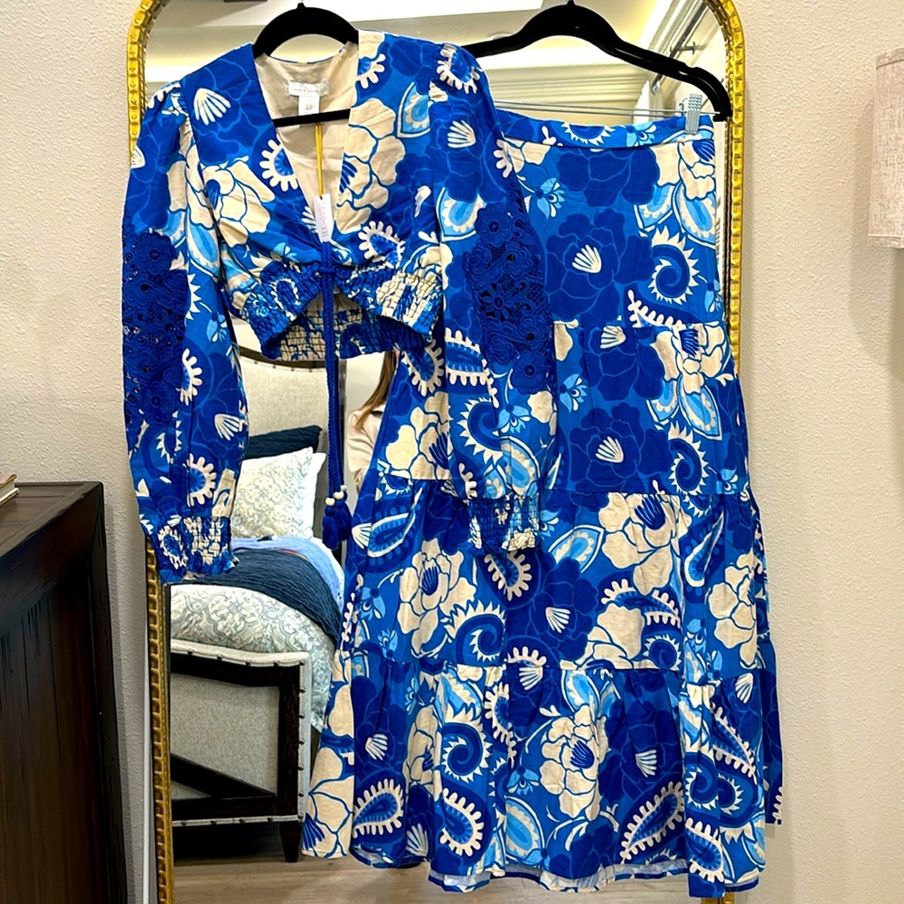 NWT House of Harlow 2 pc Maxi Skirt & Blouse Set